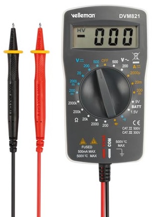 Multímetro Digital CAT II 500V / CAT III 300V - VELLEMAN