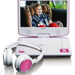 Leitor de DVD Portátil + Auscultadores DVP 910 9 (Rosa) - LENCO