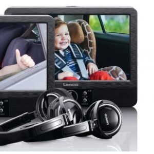 Leitor de DVD Portátil Duplo c/ 2 Monitores DVP 939 9 (Preto) - LENCO