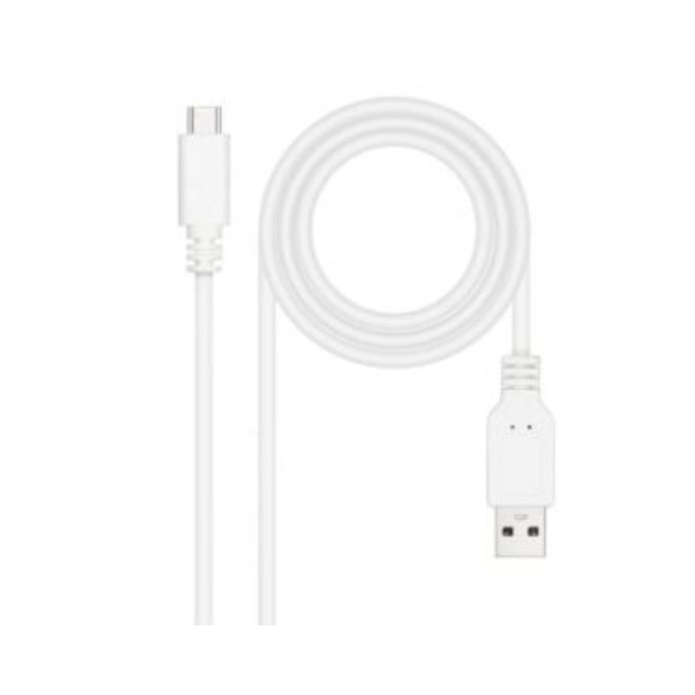 Cabo USB Nanocable / USB Tipo-C Macho - USB Macho/ 480Mbps/ 1m/ Blanco