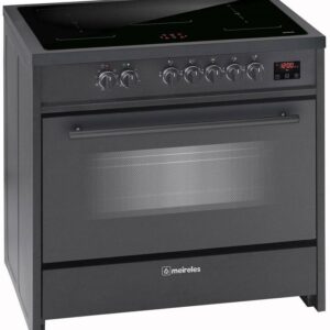 Fog?o Vitrocer?mico de Indu??o E 913 BL 90x60cm 5 Zonas + Forno El?trico 121L (Preto) - MEIRELES