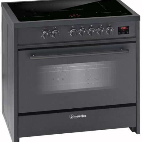 Fogão Vitrocerâmico de Indução E 913 BL 90x60cm 5 Zonas + Forno Elétrico 121L (Preto) - MEIRELES