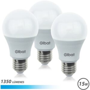 Pack 3x L?mpadas LED A60 15W 1350LM E27 6500K - ELBAT