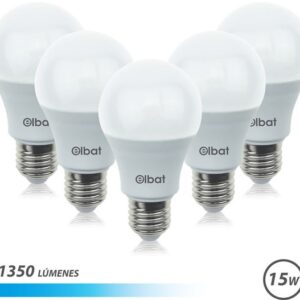 Pack 5x L?mpadas LED A60 15W 1350LM E27 6500K - ELBAT