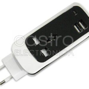 Tomada c/ 2 Saídas USB + Adaptador Ficha Inglesa (1,5 mts)