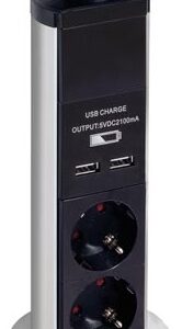 Extens?o Tripla + 2x USB Oculta POP-UP p/ Secret?rias, Balc?es, ... - PEREL