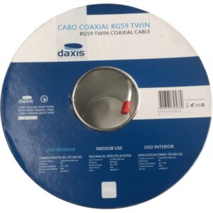 Bobine Cabo Coaxial Duplo Fino RG5 5mm Branco (100 mts) - DAXIS