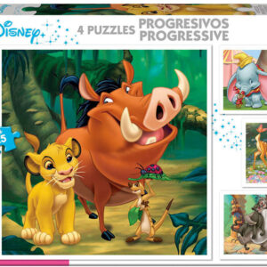 4x Puzzle Progressivo Disney Animais - EDUCA