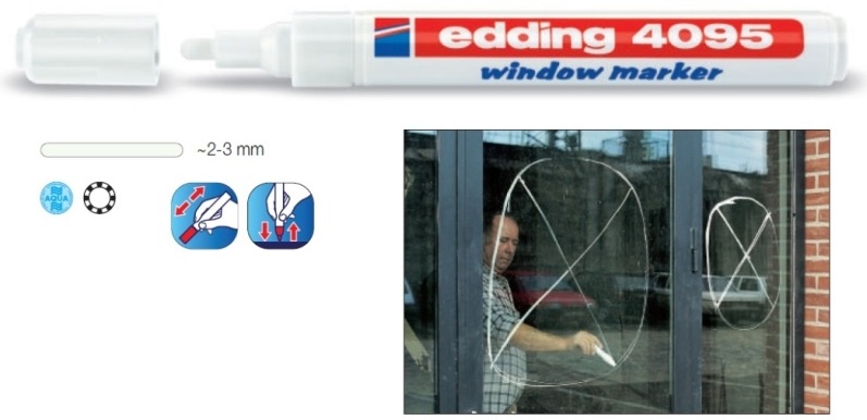 Marcador p/ Decorar e Rotular em Vidro (2~3mm) - Edding 4095
