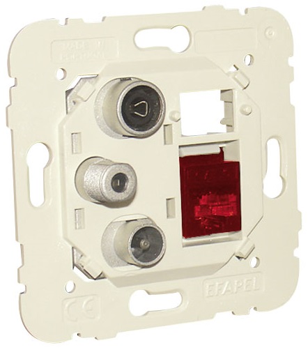 Tomada Mista R+TV+SAT+RJ45 CAT6 UTP Estrela Série MEC21 - EFAPEL