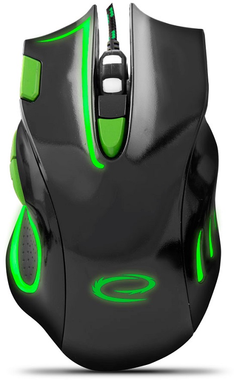 Rato Óptico 7D USB 7 Botões 2400DPI GAMES (HAWK BLACK-GREEN) - ESPERANZA
