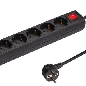 Extens?o Sextupla Terra c/ Interruptor (1,5 mts) - Preto