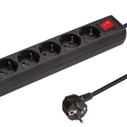Extensão Sextupla Terra c/ Interruptor (1,5 mts) - Preto