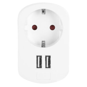 Tomada 3680W c/ 2 Entradas USB 5V / 3.4A EN 1200 (Branco) - ORBEGOZO