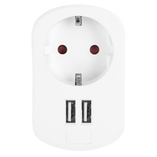 Tomada 3680W c/ 2 Entradas USB 5V / 3.4A EN 1200 (Branco) - ORBEGOZO