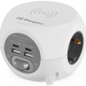 Tomada Inteligente c/ Carregamento sem Fios, USB A e USB Tipo C - ORBEGOZO