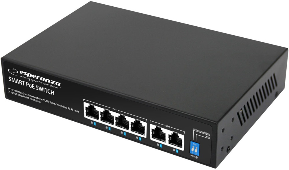 Switch PoE 100/1000Mbps (6 Portas) - ESPERANZA