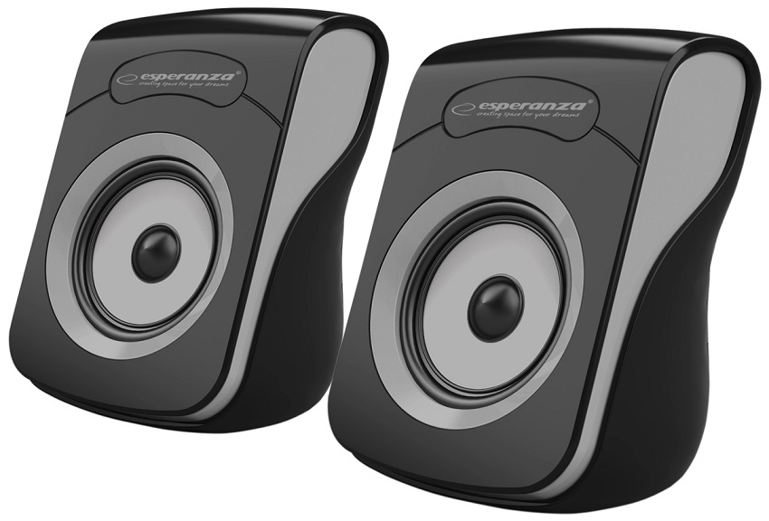 Colunas 2.0 Stéreo USB (Preto/Cinza) - ESPERANZA