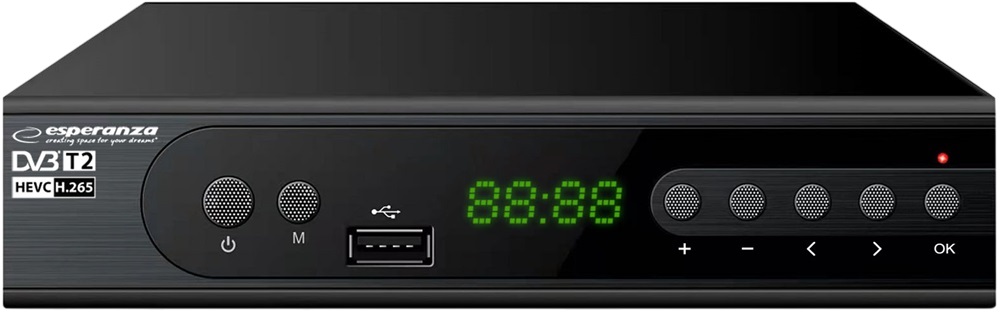 Receptor TDT Full HD DVB-T/T2 H.265 HEVC Display/Botões Frontais - ESPERANZA