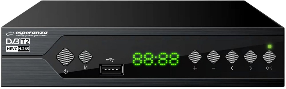 Receptor TDT Full HD DVB-T/T2 H.265 HEVC Display/Botões Frontais - ESPERANZA