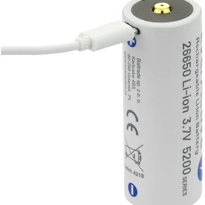 Pilha Lithium 26650 3.7V 5200mAh Recarregável p/ microUSB c/ LED de Estado - everActive