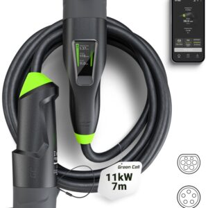 Cabo de Carregamento p/ Veículos Elétricos 2 em 1 Tipo 2 / 11kW / 16A / 7m (Preto) - GREEN CELL