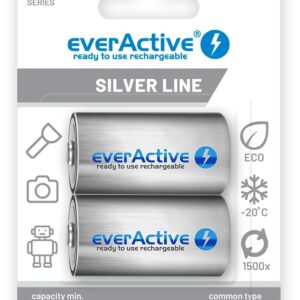 Blister 2x Pilhas Recarregáveis C / R14 NI-MH 1,2V 3500mAh (min 3000mAh) RTU - everActive