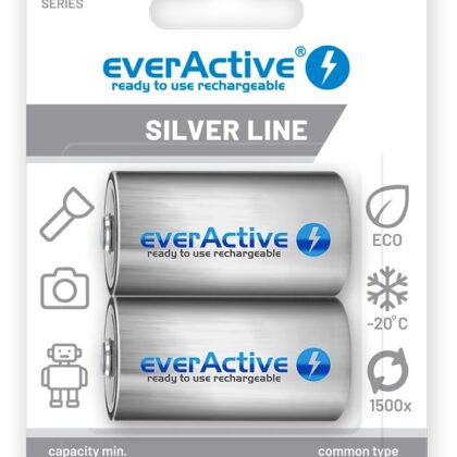 Blister 2x Pilhas Recarregáveis C / R14 NI-MH 1,2V 3500mAh (min 3000mAh) RTU - everActive