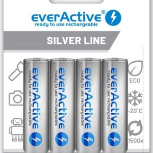 Blister 4 Pilhas Recarregáveis 1,2V AA Ni-Mh 2000mAh (min 1900mAh) RTU - everActive