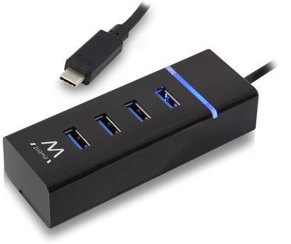 Hub USB C 3.0 4 Portas (Preto) - EWENT