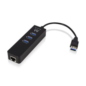 HUB USB 3.1 3x USB / 1 LAN (Preto) - EWENT