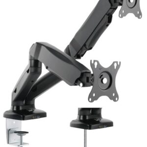 Suporte de Mesa Duplo p/ Monitor 13Kg 27 c/ USB (Preto) - EWENT