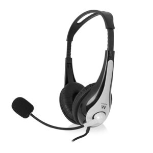 Auscultadores Headset c/ Microfone (Cinzento) - EWENT