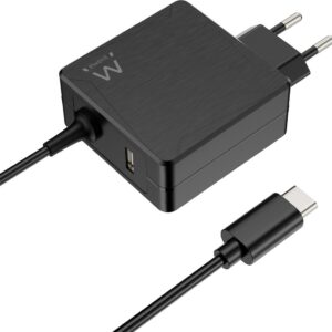Carregador USB-C Wall Notebook Charger + 1x USB-A PD 65W (Preto) - EWENT