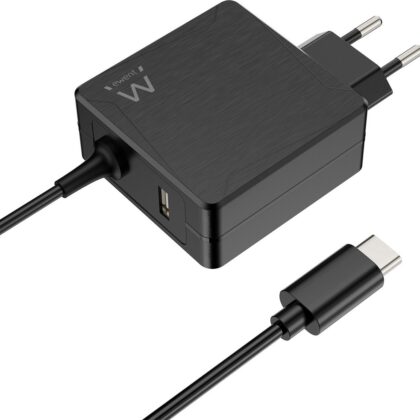 Carregador USB-C Wall Notebook Charger + 1x USB-A PD 65W (Preto) - EWENT