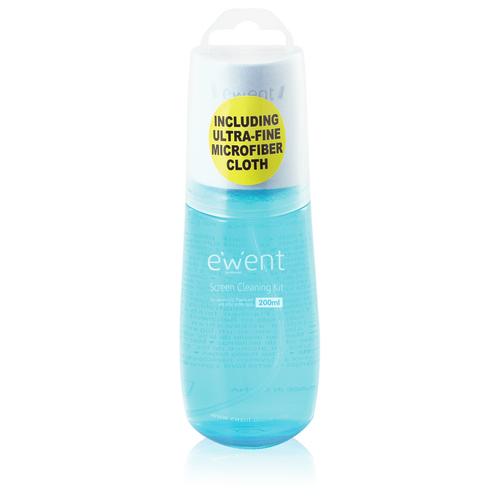Kit de Limpeza Ecrãs/Plásticos/Equip. Electrónicos (200ml) - EWENT