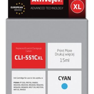 Tinteiro Compat?vel CLI-551C Canon (Ciano) - ACTIVEJET