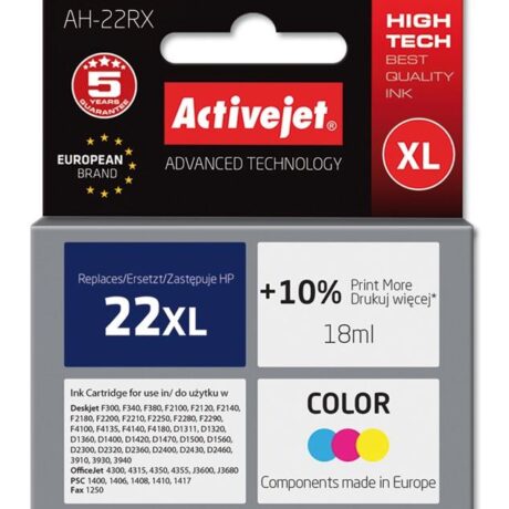 Tinteiro 22XL Compatível HP (Tricolor) - ACTIVEJET