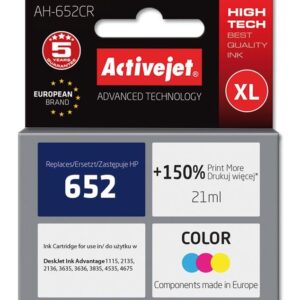 Tinteiro 652 Compat?vel HP (Tricolor) - ACTIVEJET