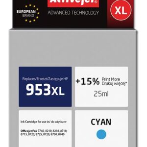 Tinteiro 953XL Compat?vel HP (Ciano) - ACTIVEJET