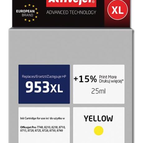 Tinteiro 953XL Compatível HP (Amarelo) - ACTIVEJET