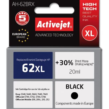 Tinteiro 62XL Compatível HP (Preto) - ACTIVEJET