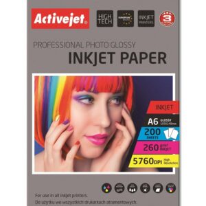 Papel Fotográfico AP6-260GR200 A6 Lustro 200 Folhas - ACTIVEJET