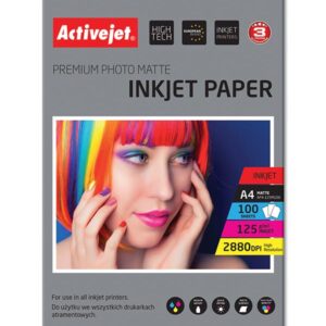 Papel Fotográfico AP4-125M100 A4 Mate 100 Folhas - ACTIVEJET