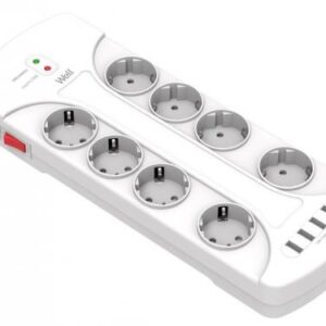 Extensão Protectora Octupla 36800W c/ 4x USB (3 mts) - WELL
