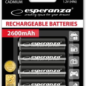 Blister 4 Pilhas Recarreg?veis 1,2V 2600mAh Ni-Mh AA (Alta Capacidade) - ESPERANZA