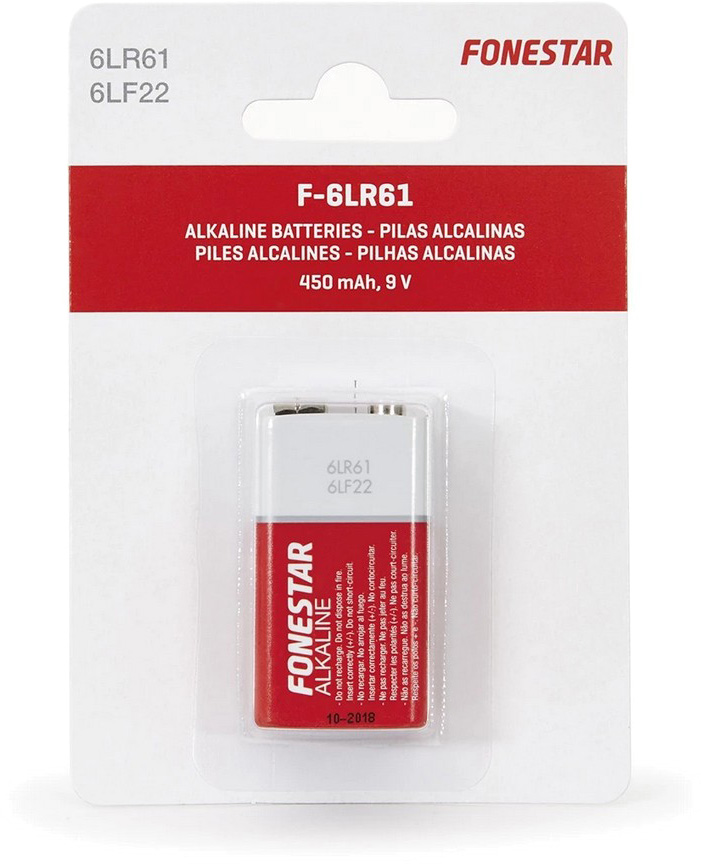 Pilha Alcalina 9V 6LR61 - FONESTAR
