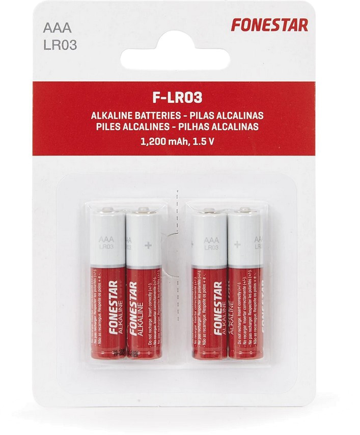 Blister 4 Pilhas Alcalinas AAA LR03 1,5V - FONESTAR