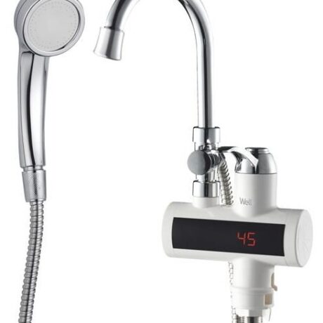Torneira Eléctrica de Lavatório Sprinkle 3300W 220V IPX4 c/ Chuveiro (Água Quente 30~60ºC) - WELL