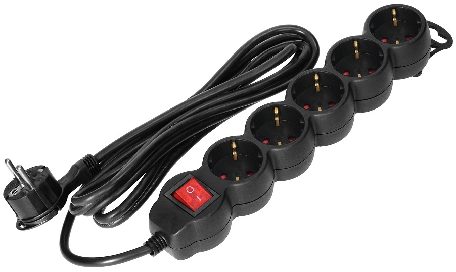 Extensão Quintupla c/ Interruptor (3 mts) - Preto
